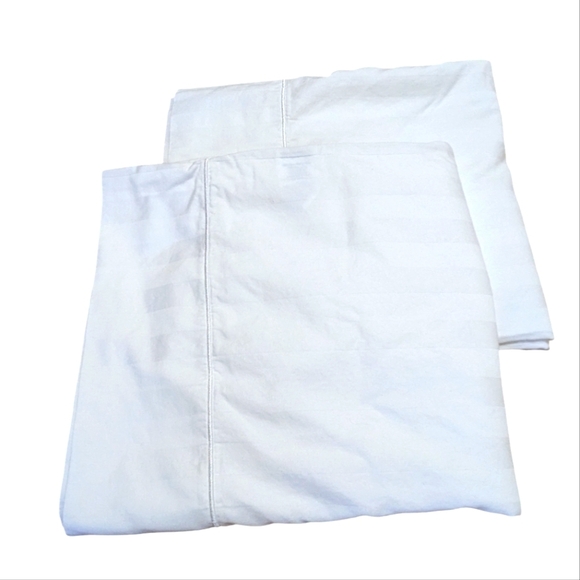 WAMSUTTA Pillowcases 100% Cotton Damask White Stripe Shams King Size - Picture 1 of 3